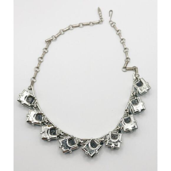 Vintage CORO Baby Blue Lucite Confetti Deco Silver Necklace And Earrings Set - Picture 5 of 6